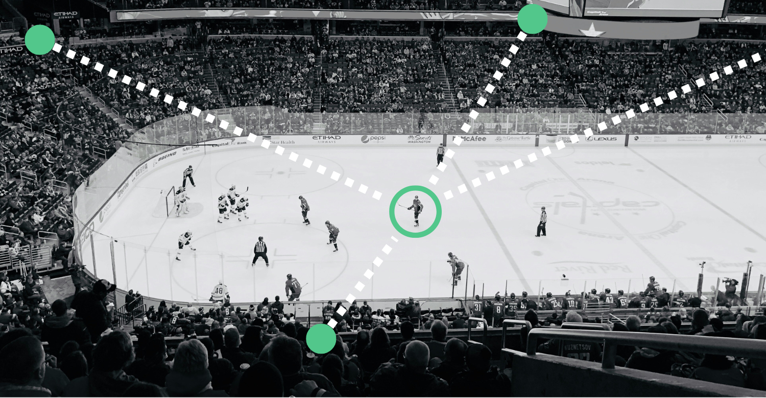 Wireless tracking technology in ice hockey arena